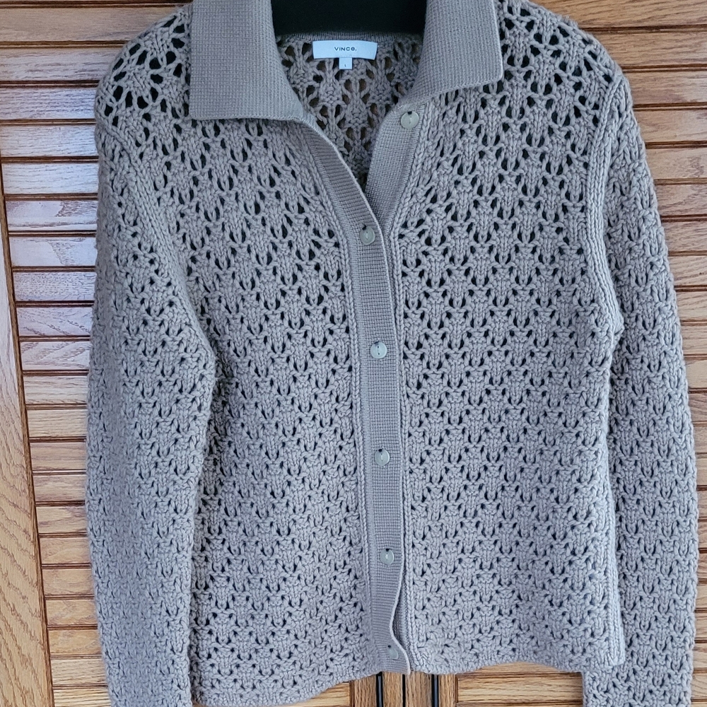 Vince Wool Cashmere Open-Knit Cardigan